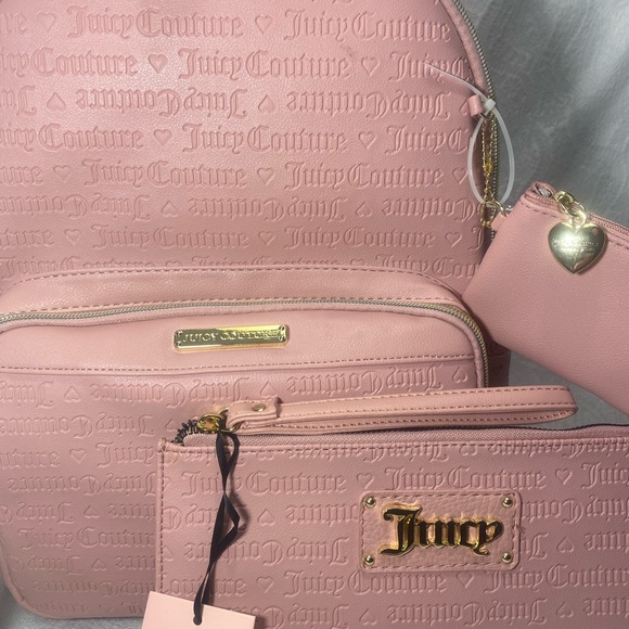 Juicy couture Womans 3pc bag set backpack coin purse pouch wristlet clutch BNWT